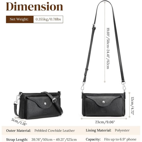 S-ZONE Leather Crossbody Bags for Women RFID Small Purse - Picture 4 of 8